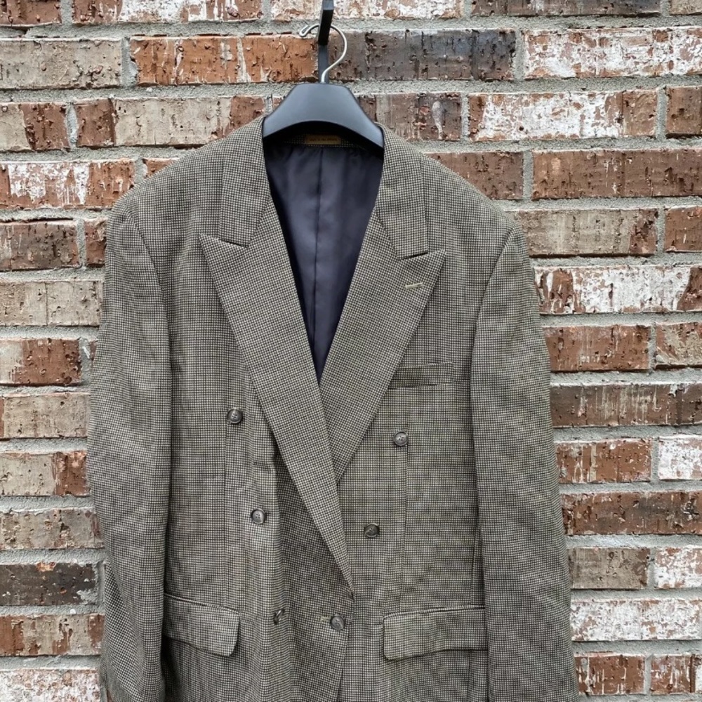 J.Riggins Tan Double-Breasted Suit Wool Blend